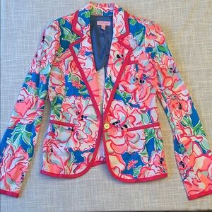 Lilly Pulitzer Floral Blazer with Pink Accents